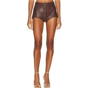 LAMARQUE Annaise Short in Chocolate Brown Women's Brown Leather Shorts